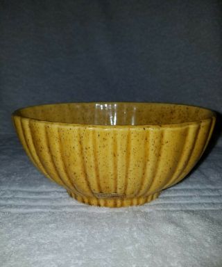 Vintage Royal Haeger Yellow Brown Ribbed 7.  5 " Oval Ceramic Planter 4020 • 3.  5 " T