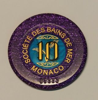 Vintage 10 Franc Societé Des Bains De Mer Monaco Monte Carlo Casino Chip