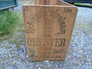 RARE VINTAGE CHESTER OIL CO YORK USA WOOD CRATE. 2