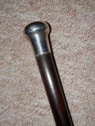 Antique Jonathan Howell Walking Stick With H/m Silver Pommel Top - London 1914