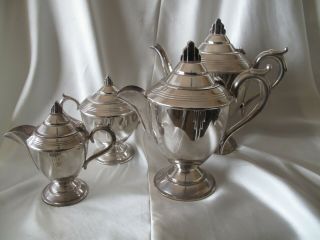 Antique Sir John Bennett 4 Piece Silver Plate Tea And Coffee Set