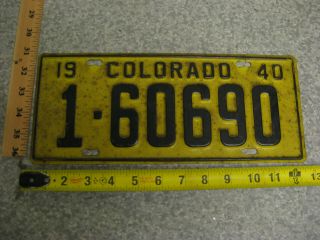 1940 40 Colorado Co License Plate 1 - 60690 Denver County