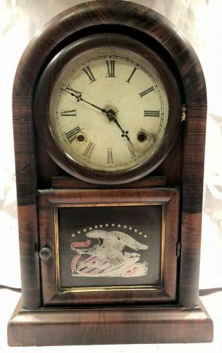 Antique Ansonia Brass & Copper Co Doric Style Parlor/mantel Clock