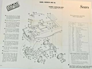 Vintage Pedal Car Red Fire Truck Instructions Sears And Roebuck 502 F1606 (l3h)
