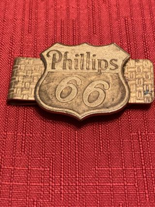 Vintage Phillips 66 Money Clip Gold Looking Metal