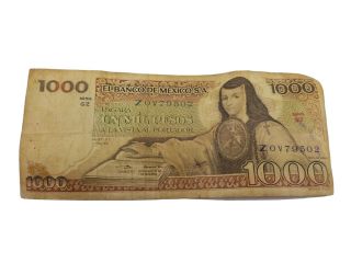 Vintage 1979 Mexican Un Mil Pesos 1000 Bill - Paper Currency
