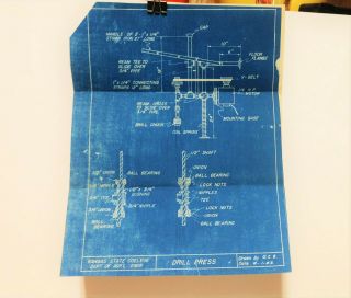 Vintage 1942 Directions Instructions For Making Drill Press Blueprints Kansas