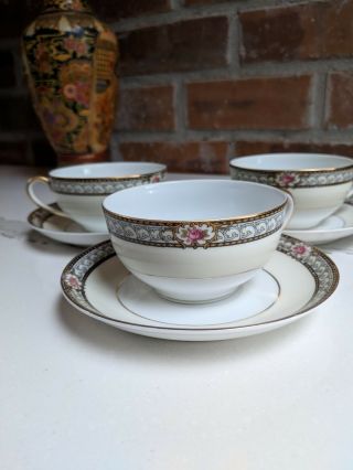 Vintage Noritake Art Deco Chanbard Pattern Cup And Saucer Discontinued Gold Trim