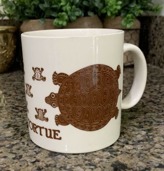 Vintage Taylor & Ng La Tortue Turtle Brown Ivory 12oz Coffee Mug 1979