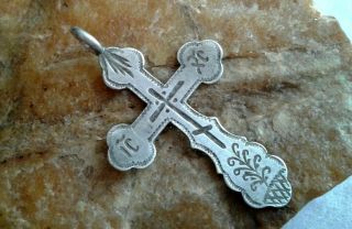 Antique C.  19th Cent.  Imperial Russian Silver " 84 " Orthodox Cross Kiev City Mark