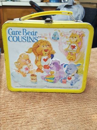 Vintage 1985 Aladdin Care Bears Cousins Lunch Box No Thermos Metal Embossed