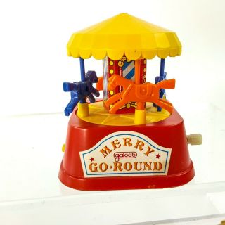 Vintage Plastic Wind Up Toy Carousel
