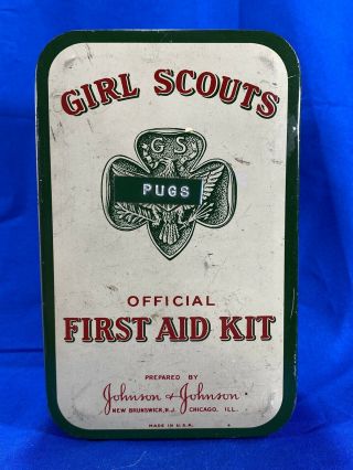 Vintage Official Girl Scout First Aid Kit By Johnson And Johnson Tin