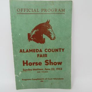 Vintage Alameda County Fair California Horse Show 1952 Official Program Ponies