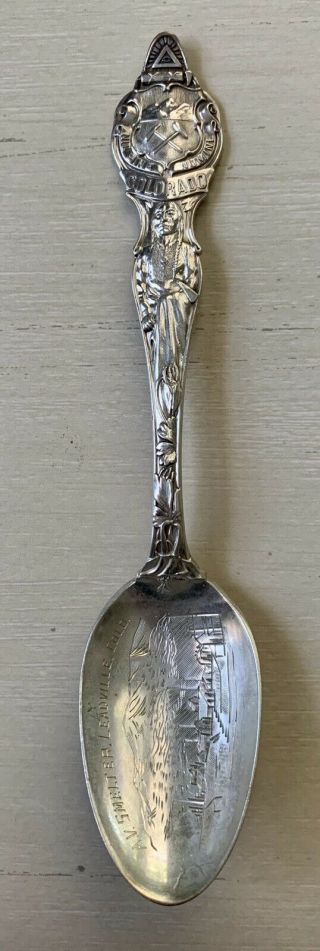Antique Sterling Silver Souvenir Spoon Colorado Nil Sine Numine Garden Of Gods