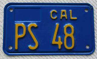 1970 California " Public Service " Motorcycle License Plate Ps 48