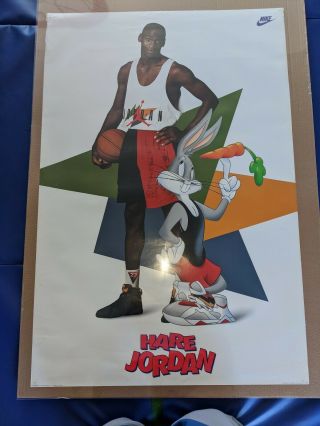 Vintage Michael Jordan 1992 Nike " Hare Jordan " Poster W/bugs Bunny 23 " X35 "