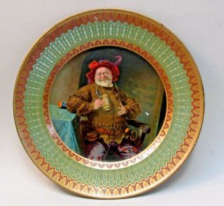 C.  1905 Falstaff Red Hat Vienna Art Plates 10 " Tin Tray Bentz Druggist Pottsdown