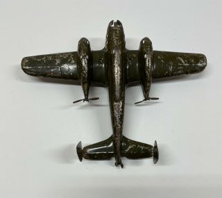 Vintage 1940’s Wyandotte Toys Pressed Steel Olive Green Military Airplane 8 - 1/2”