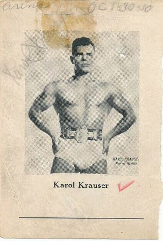 Karol Krauser - Vintage Signed Book Stock Photo In 1940 (wrestler)