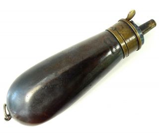Antique 19c Dixon & Son 5 " Pistol Powder Flask Copper & Brass /
