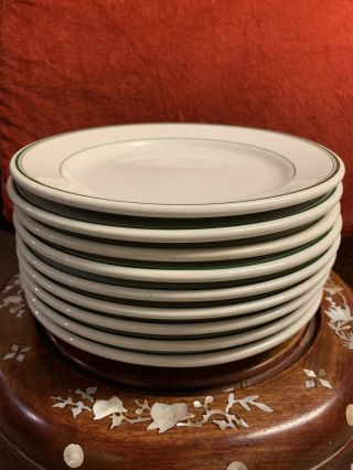 Vintage Jackson China (9) Restaurant Ware 9 " Dinner Plate With Green Stripes