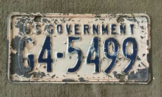 Vintage U.  S.  Government License Plate (g4 - 5499)