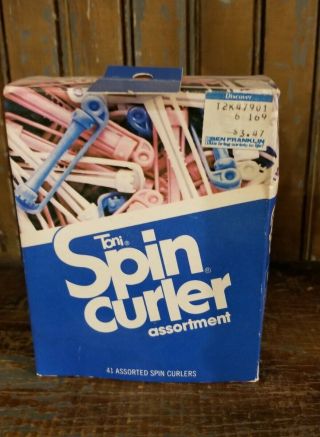 Vintage Toni Spin Curlers Assortment Box Of 41 With Three Sizes