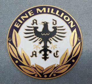 Vintage Adac Car Club German Grill Eenamelled Badge Rare