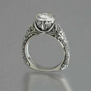 Filigree Engagement Ring Antique Vintage Art Deco Ring 2.  8ct Diamond 925 Silver