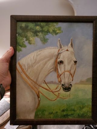 Antique Folk Art Weird Painting Of A Horse Creepy Cool