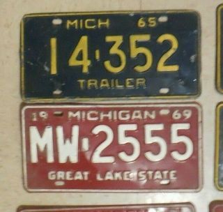 12 Vintage Michigan License Plates 1958 - 1965 - 1967 - 1969 - 1971 - 1973 - 1976 - 1979 2