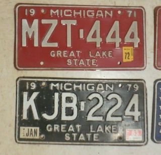 12 Vintage Michigan License Plates 1958 - 1965 - 1967 - 1969 - 1971 - 1973 - 1976 - 1979 3