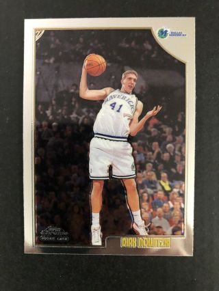 1998 - 99 Topps Chrome Dirk Nowitzki Rookie Card Dallas Mavericks Rc 154 Hof