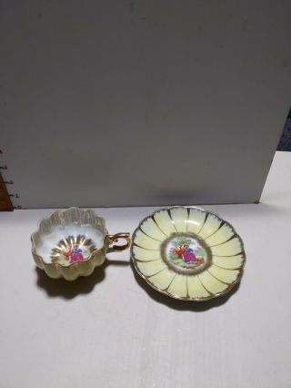 Vintage Nasco Del Coronado Made In Japan Irredescent Footed Tea Cup And Saucer@