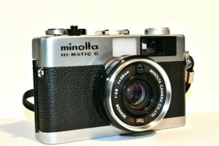 Vintage Minolta Hi - Matic G 35mm Compact Film Camera,  Rokkor 38mm Lense W Case