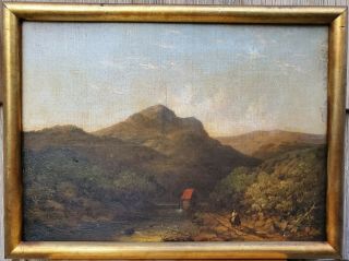 Antique 19th Century Landscape Oil Painting On Canvas