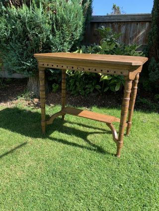 Arts and Crafts Oak Gothic style side table 2