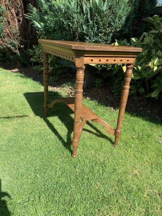 Arts and Crafts Oak Gothic style side table 3