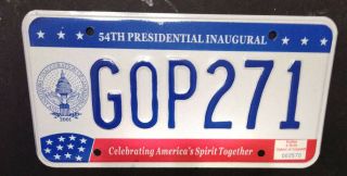 2001 District Of Columbia Bush Gop - 271 Inaugural Inauguration License Plate