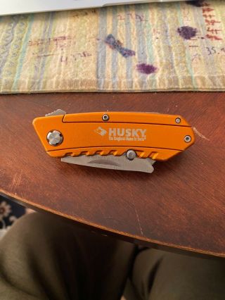 Husky Folding Utility Knife And Box Cutter Vintage Orange