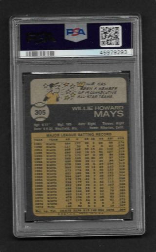 1973 Topps 305 Willie Mays PSA 7,  York Mets,  Baseball HOF 2