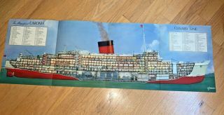 1953 Cunard Line Caronia Brochure With 4 Page Cross Section View