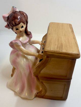 Vintage Girl Playing Piano Music Box By Lefton - Hand Painted