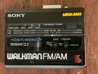 Vintage Sony Walkman Fm/am Wm - Af64 Mega Bass Cassette Player - Radio Only