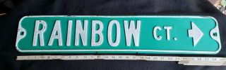 Vintage Rainbow Ct - Embossed Pressed Steel Retired Street Road Sign - 29” X 6”