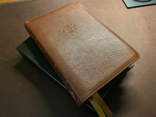 Schuyler Psq (personal Size Quentel) Esv Antique Marble Brown Goatskin Bible