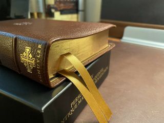 Schuyler PSQ (Personal Size Quentel) ESV Antique Marble Brown Goatskin Bible 2