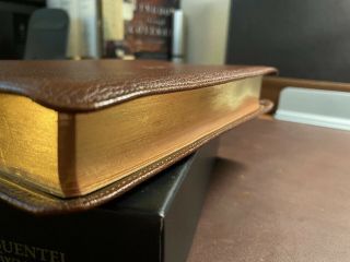 Schuyler PSQ (Personal Size Quentel) ESV Antique Marble Brown Goatskin Bible 3