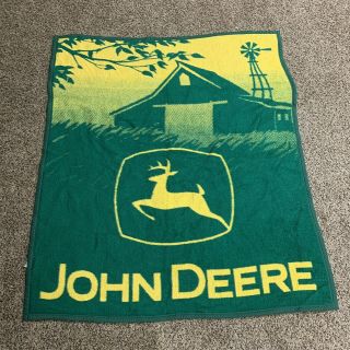 Vintage John Deere Aurora Biederlack 54 " X 48 " Blanket Made In Usa